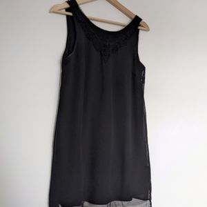 Black forever 21 mini dress with laser detail around neck